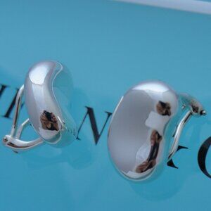 Tiffany & Co. Elsa Peretti Sterling Silver Large Bean Clip on Earrings